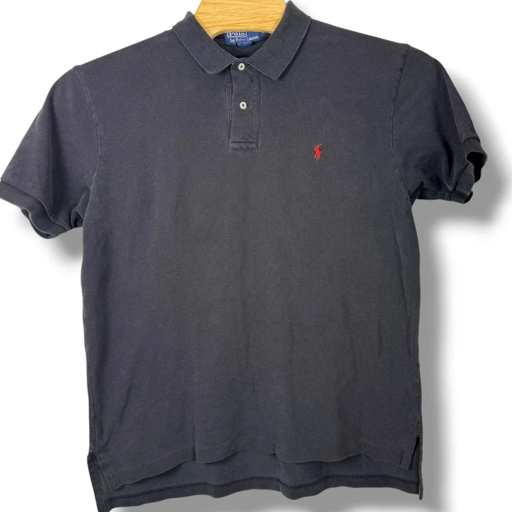 Vintage Polo Ralph Lauren Polo Shirt Men XL Black Red Pony Cotton Pique Golf Y2k